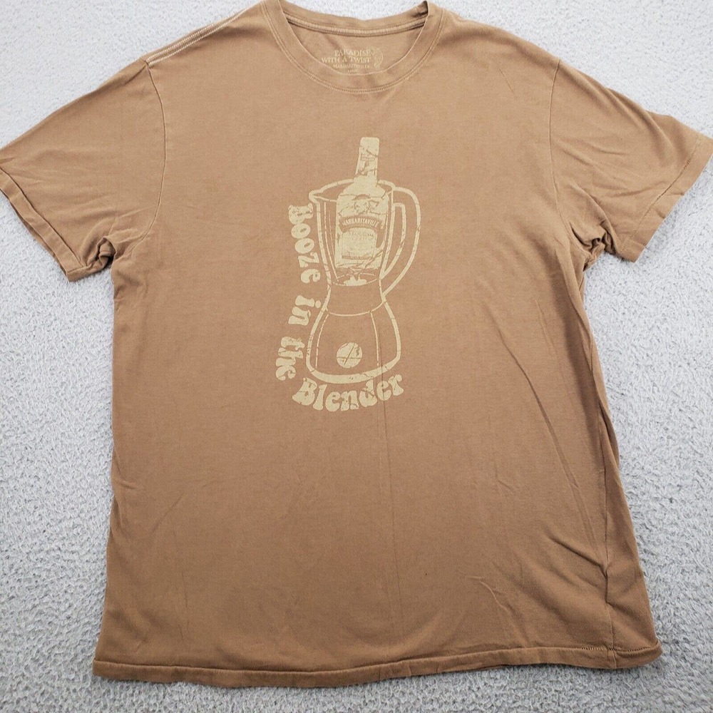 Jimmy Buffet Margaritaville Shirt Mens Large Brown Short Sleeve Beach Music